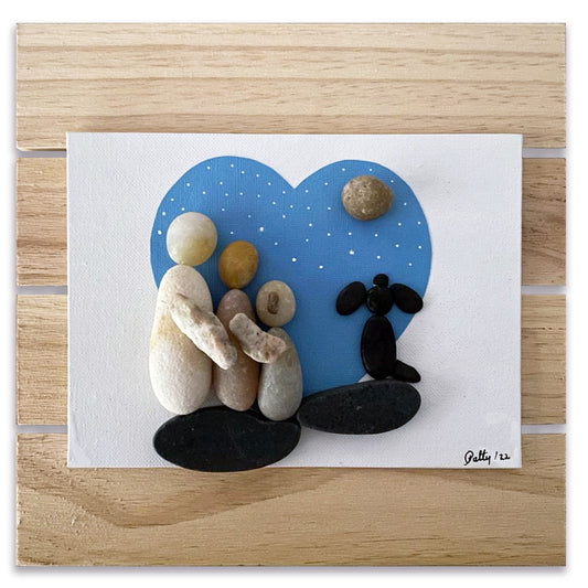 PEBBLE ART / ALL OF US / 10"x10" / RUSTIC