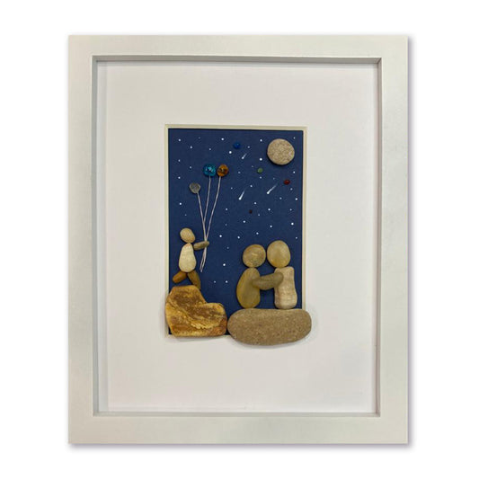 PEBBLE ART / MAGICAL NIGHT / 8"x10" in 4"X6" MATT / WHITE FRAME